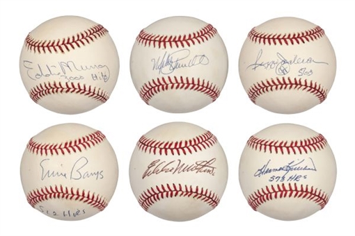 500 Home Run Collection Single-Signed Baseball Lot of 6